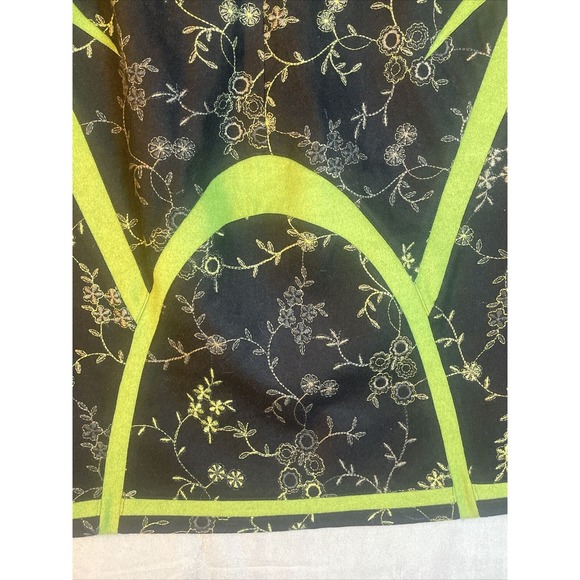 Etcetera A-Line Wool Blend Skirt Womens Sz 10Black/Green Floral Embroidered Felt - Picture 5 of 7